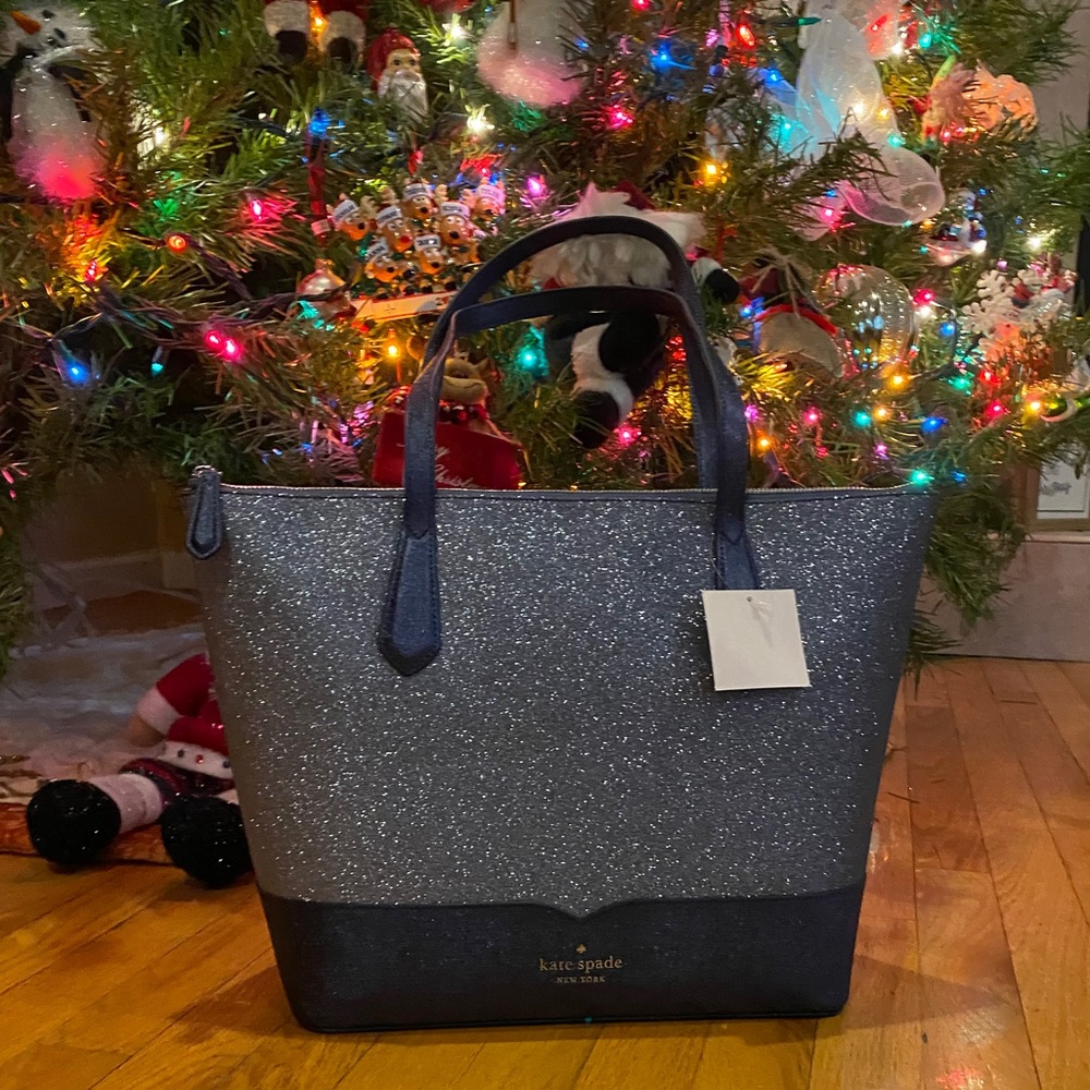 Kate spade Lola glitter large navy tote - Picture 3 of 7